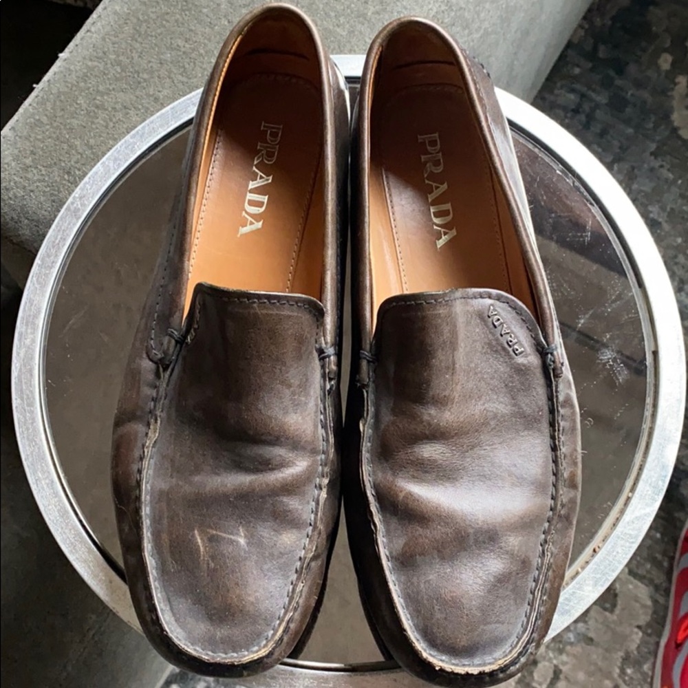 Prada Saffiano leather penny loafers